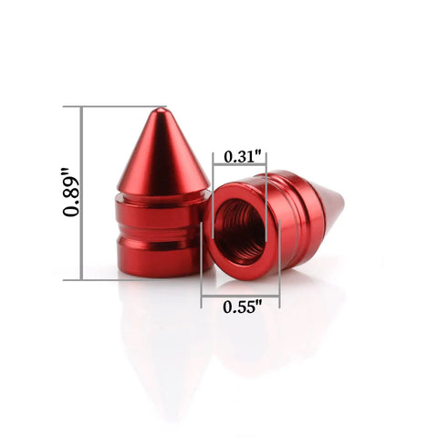 4 Pack Aluminum Alloy Tire Valve Caps For Cars Trucks SUVs And Motorcycles Red Universal Dustproof Valve Stem Caps With Rubber Gasket