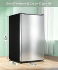 Effortless 3.6 Cu Ft Upright Freezer Glossy Silver with dimensions 33in height and 18.5in width, compact and space-saving.