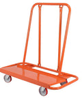 Heavy Duty Drywall Sheet Cart with Detachable Material Handling System, large capacity steel cart, orange design, red wheels
