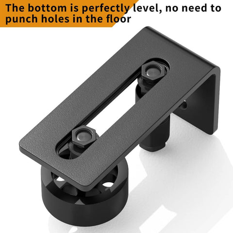 Sliding Barn Door Floor Guide 2 Pack For Bottom, 8 Setup Options, Adjustable Stay Roller, Matte Black, Carbon Steel