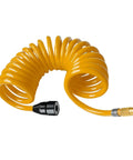 Heavy Duty Tire Inflation Hose Rock Solid Screw Lock Connector Tough As Nails Construction With coiled 16-foot yellow hose.