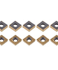 Carbide Lathe Inserts Set For Semi Finishing Steel CNC CCMT060204 HM YBC251 Tools with visible square inserts for precision tasks.