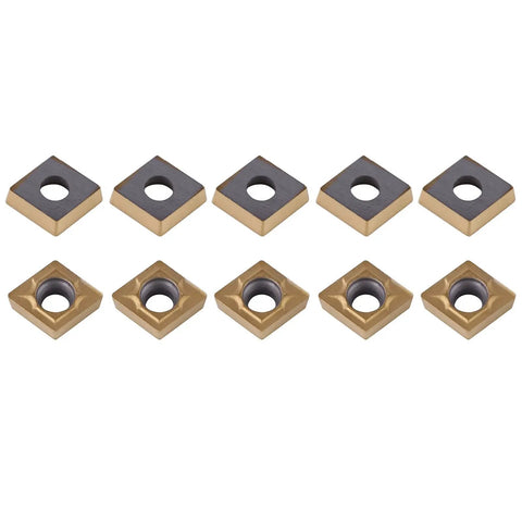 Carbide Lathe Inserts Set For Semi Finishing Steel CNC CCMT060204 HM YBC251 Tools with visible square inserts for precision tasks.