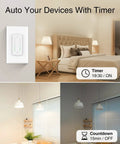 Dual Dimmer Switch With Alexa And Google Home Voice Ready Control for bedroom and kitchen lighting with timer feature.