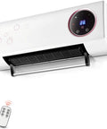 Top Tier Wall Mounted 2000W Ceramic PTC Heater For Bathrooms And Bedrooms With Remote Control Timer HD LCD Display and Built In Clothes Drying Rack features sleek design and easy-to-read digital display.