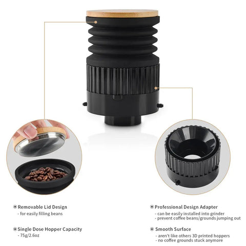 Single Dose Hopper And Silicone Bellows With Bamboo Lid For Barista Express Pro Touch Espresso Machines Easy Install Spill Proof