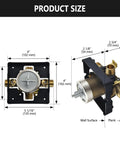 Dimensions of Heavy Duty Solid Brass Shower Valve Kit Built Tough, Straight Shooter Fit For Delta R10000 Unws, Four Port Half Inch Rough In Valve.