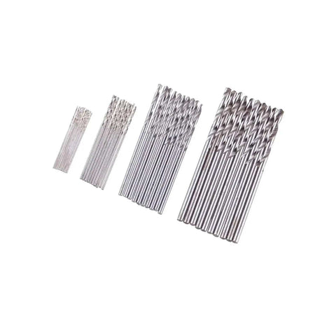 40 Piece HSS Mini Twist Drill Bit Set Straight Shank With Sizes 0.5mm 0.8mm 1.5mm 2.0mm for Electric Drill Displayed in Rows