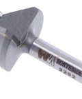 Carbide Tipped Chamfer Router Bit 45 Degree Bevel With Quarter Inch Shank Seven Sixteenths Cutting Length Five Sixteenths Cutting Height