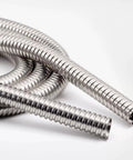 Heavy Duty Workhorse 304 Stainless Steel Corrugated Tube flexible metal cable conduit wrap showcasing tight coils for electrical wiring.