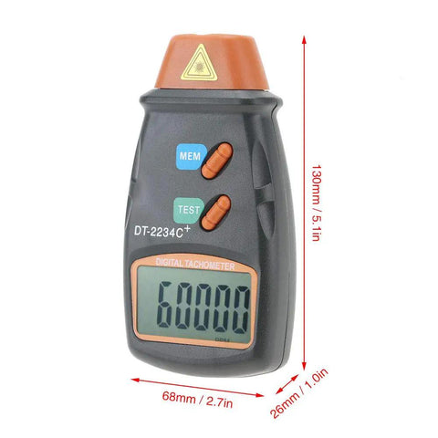Non Contact Photo Tachometer Handheld Digital LCD RPM Tester With Speed Gun MPH For Small Engines Gearhead Friendly, Wide Range From 2.5 RPM To 99999 RPM, High Resolution 0.1 RPM Or 1 RPM, Accurate Non Contact Tach Meter