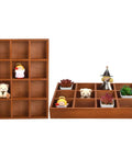 All Natural Wood Sorting Tray With Multi Grid Compartments For Jewelry Beads Craft Supplies Game Pieces And Small Parts Desktop Organizer In Brown Boss Level DIY Friendly Home Office Storage with mini figurines and plants