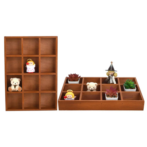 All Natural Wood Sorting Tray With Multi Grid Compartments For Jewelry Beads Craft Supplies Game Pieces And Small Parts Desktop Organizer In Brown Boss Level DIY Friendly Home Office Storage with mini figurines and plants