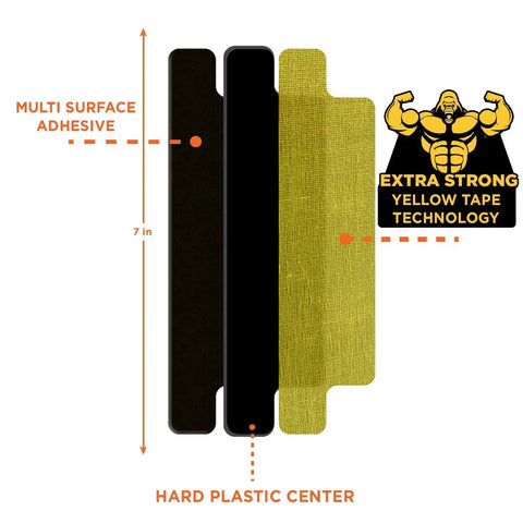 12 Piece Premium Large Size Anti Curling Carpet Tape Rug Gripper That Keeps Rugs In Place And Corners Flat, Advanced Yellow Tape