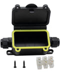 Rock Solid Mini Junction Box Outdoor Waterproof IP68 Rated Two Way Underground Electrical Splice Housing with Clamshell Seal open view.