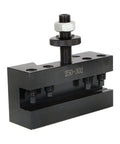Pro Grade Wedge Type Quick Change Lathe Tool Holder Set Featuring Top Shelf Hardened Steel Construction and Rock Solid Performance for Mini Metal Lathes Precision Cutting, showing sturdy steel block.