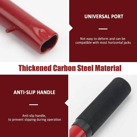 Horizontal Hydraulic Jack Handle For 2-Ton Floor Jacks Red Replacement Car Jack Pole Lever Heavy-Duty Metal Build