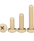 Heavy Duty PEEK Phillips Pan Head Machine Screws M1.4x6mm in various lengths, ideal for high heat and moisture exposure.