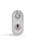 Close-up view of Panzer 2 Independent Locking Rod Padlock with Dual Bars Built Beefy for Real Security, keyhole visible