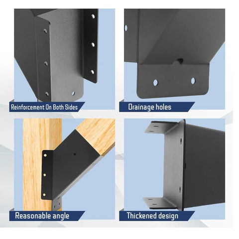 Heavy Duty Metal Corner Braces 45 Degree Angle Support Plates 8 Piece Connector Brace Kit showing reinforcement, drainage holes, and thickened design.