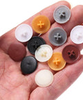 Assorted 100 Piece White Screw Cap Covers Kit For Phillips And Self-Tapping Screws, 11mm plastic hole caps in hand