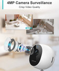 4MP Indoor Security Camera With Night Vision And 135 Degree Wide View Perfect For Pet And Baby Monitoring Motion And Human Detection Two Way Audio 24 Seven Live View Magnetic Stand Works With Alexa And Google Home lens illustration, showing crisp video quality comparison.