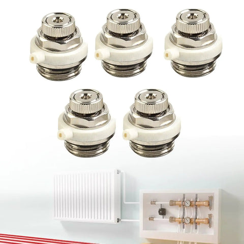 Automatic Half Inch Air Vent Radiator Valve With Auto Cut Off And Self Bleed For Heating Systems, Pack of 5 valves.