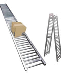 Beefy Heavy Duty Portable Folding Conveyor Belt With Two-Meter Stainless Steel Roller For Truck Trailers, Eleven Point Eight Inch Wide Light Duty Unpowered Slides, Built For Durable, Versatile Industrial Material Handling. Folding roller conveyor with box