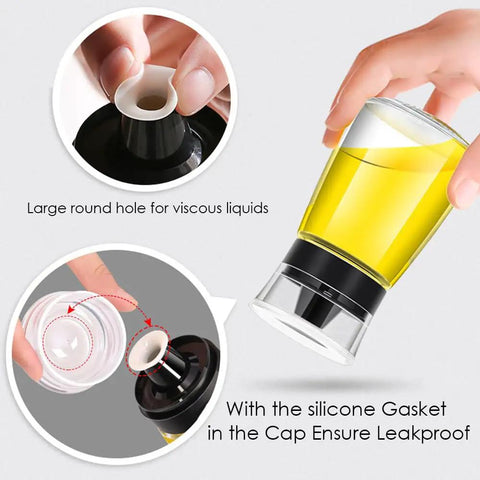 Leak-Proof Oil Dispenser Bottle For Outdoor Camping, 160 Ml And 5.4 Oz Glass Olive Oil And Vinegar Cruet With Well Sealed Silicone Cap, Go-To Picnic Kitchen Companion, No Spill Design, yellow glass bottle with silicone cap