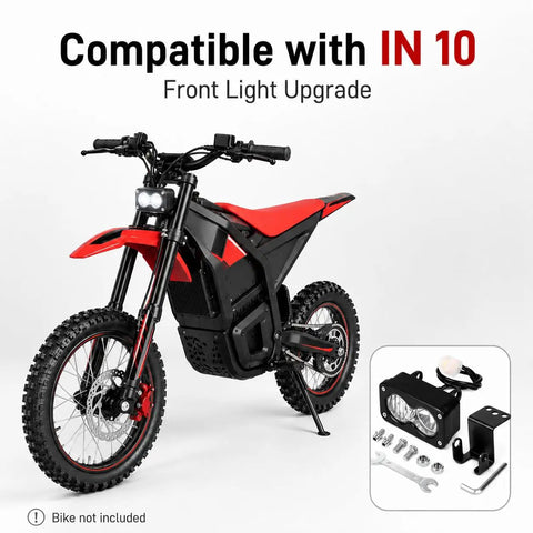 LED Headlight Kit For Electric Dirt Bike Plug And Play Front Light Upgrade Off Road Lighting Accessories Replacement Parts Compatible With Yozma IN 10 Electric Dirt Bike, black LED light and mount