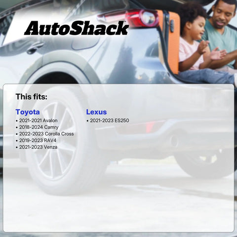 Rear view of a Toyota vehicle listing compatibility with models for Rear Wheel Hub Bearing Assemblies Left and Right With ABS Replacement.
