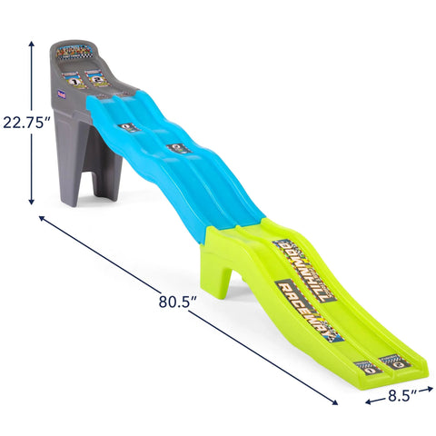 Ultra Durable Dual Track Downhill Raceway With Over 6 Feet Of Indestructible Track For Toddlers And Kids, plastic build