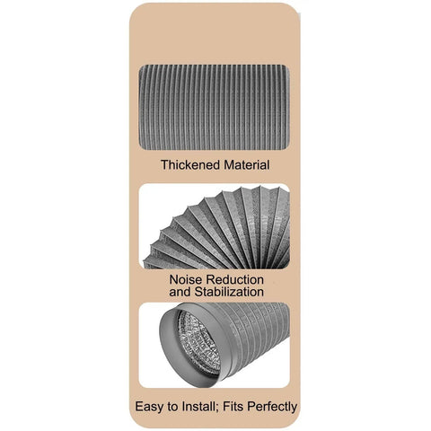 Flexible Insulated Duct Pipe For Dryer Vents And Exhaust Fans 6 Inch 7 Inch 8 Inch 10 Foot Long, details of textured and coiled design