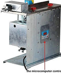 Semi Automatic Labeler To Hit Those Sharp Corners Dead On With Ninety Degree Seal And No Sweat Small Batch Packing On Standard 110V Line For Fast Daily Grind with microcomputer controller, steel base, and adjustable feeder.