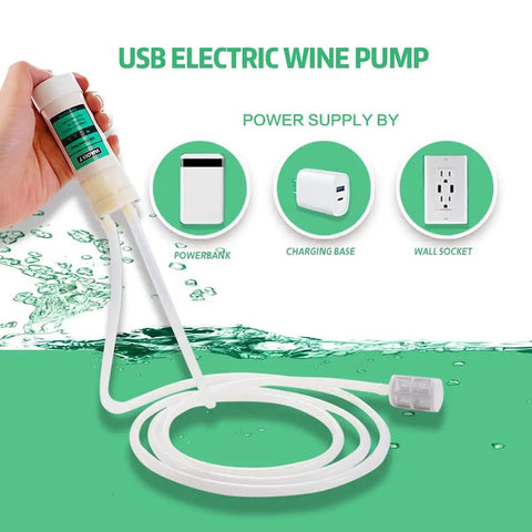 USB Powered Siphon Pump For Home Brewing And Beverage Transfer, Self Priming, 5V, Top Switch, 2L Per Minute Flow