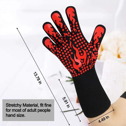 Heat Resistant BBQ Gloves With Silicone Non Slip Grip For Grilling And Oven Use Up To 1472F Pro Grade Dope For Cooking Baking Smoking