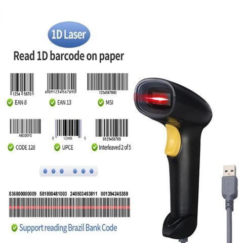 Lightning Fast Handheld USB Barcode Scanner Wired 1D Barcode Reader For Supermarkets And Convenience Stores And Warehouses