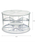 Rotating Craft Organizer Carousel With Nine Removable Canisters And Clear Lids, compact design for craft room use