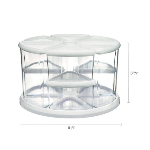 Rotating Craft Organizer Carousel With Nine Removable Canisters And Clear Lids, compact design for craft room use