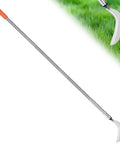 Stand Up Weeding Sickle With Adjustable Long Handle Stainless Steel Double Serrated Blade Grass Sickle Lightweight Garden Tool