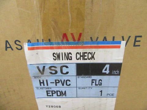 Rock Solid 4 Inch Swing Check Valve Hi PVC Body label showing 100 PSI rating and EPDM seals for plumbing use.