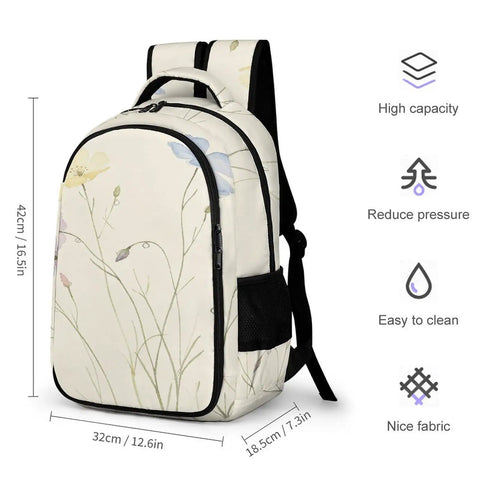 Dope Multi Shade Wildflowers Printed Backpack For Unisex Large Capacity Daypack With Durable Polyester Smooth Zipper
