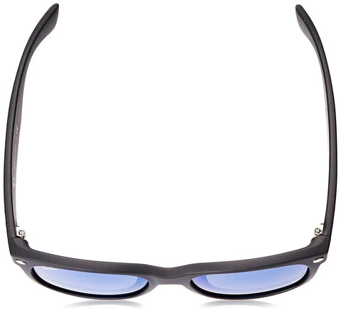 Unisex RB2132F New Wayfarer Low Bridge Fit Dope Sunglasses With Crystal Lenses Rubber Black Grey Mirrored Blue 55mm top view