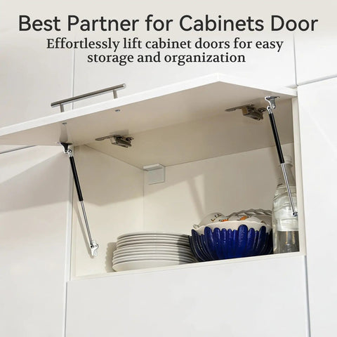 Gas Struts 15 Inch 22.5 Lb Two Pack With Brackets For Camper Doors Storage Box Lids Cabinet Doors Bench Lids And Boat Hatches Light Duty Hydraulic Spring Shocks For Easy Lid Lift installed in cabinet door