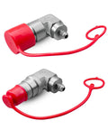 90 Degree Elbow Kit for Hydraulic Quick Connects, 1/2 in Body Size, flat face coupling, red dust cap, 3/8 in JIC Male Threads
