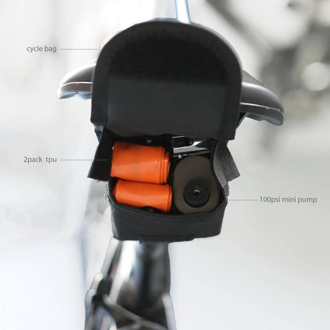 Cycle bag with Featherweight TPU Inner Tube For Road And Gravel Bikes 700c 18 To 32 With 45mm And 65mm Presta Valves 2 pack.