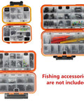 Heavy Duty Fishing Lure Box For Tackle Storage With Waterproof Compartments, three-piece set with open compartments view