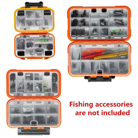 Heavy Duty Fishing Lure Box For Tackle Storage With Waterproof Compartments, three-piece set with open compartments view