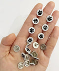 White Paw Print Upholstery Tacks 100 Piece Kit Flat Furniture Decorative Pins With Cute Dog Motifs For Couches Sofas And Wood Projects Big Time Room Refresh in hand.