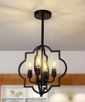 Farmhouse Black Chandelier With 4 Lights Dope Modern Island Pendant Ceiling Light Fixture For Dining Room Kitchen Living Room Rustic Vibe